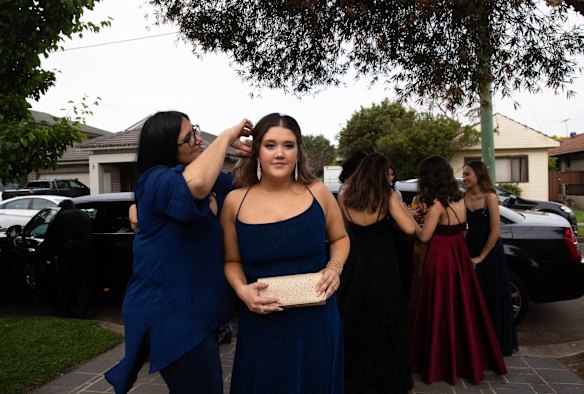 Our Lady of Mercy College girls at their pre-formal party.