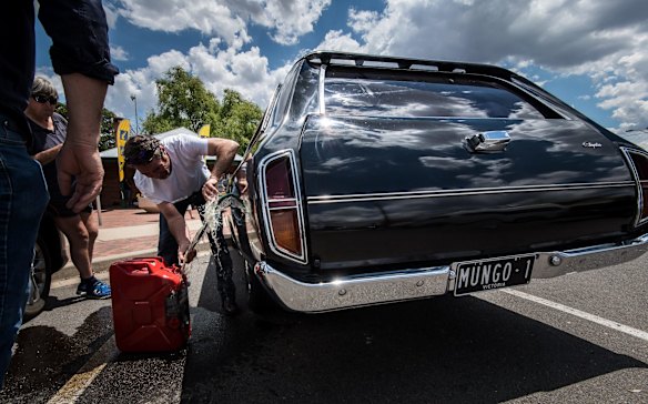 The hearse having a Bush Mechanics moment in Yass.
