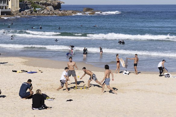 Winter sun on Bondi Beach during Sydney's lockdown.