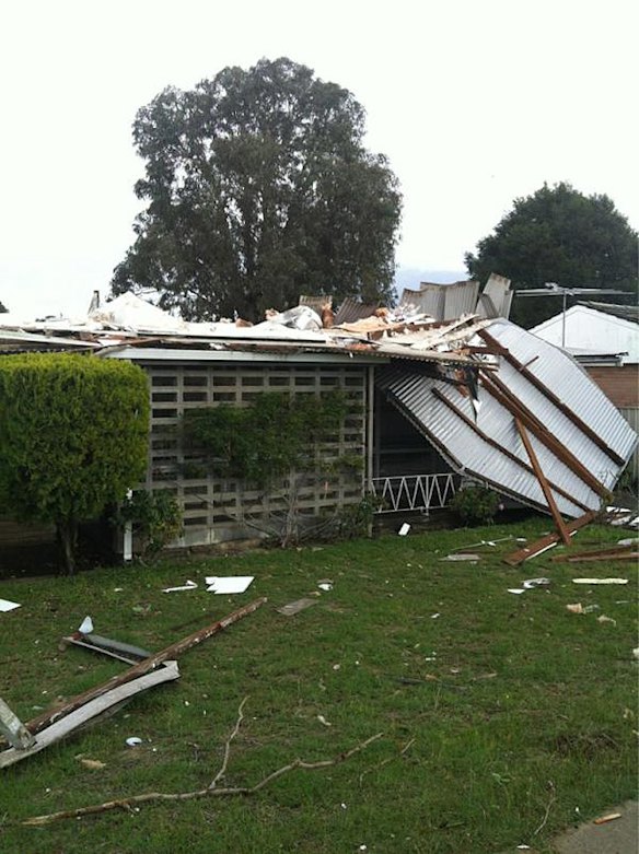 Witnesses say the tornado that sent debris spiralling into the air. Photo: Twitter