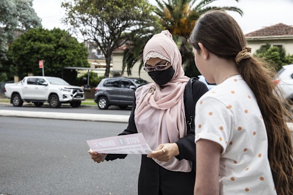 Locals turn out to vote in the local council elections at the Greenacre Public School polling booth, Greenacre, Sydney.