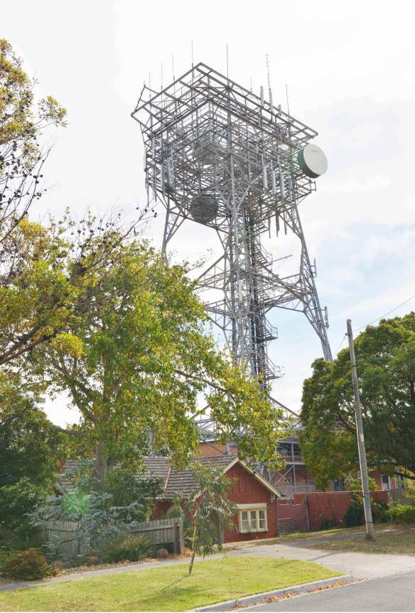 The Surrey Hills telecommunications tower at the centre of a heritage row. 