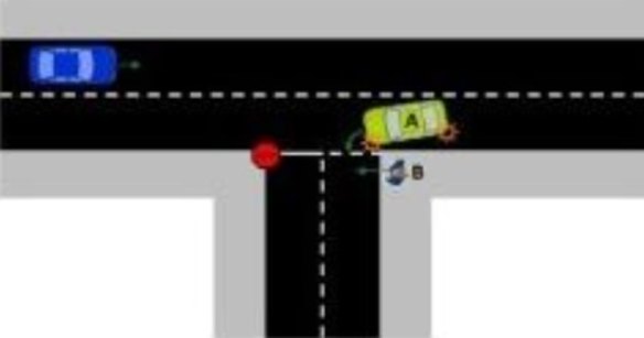 Who has the right of way in this scenario at a T-intersection?