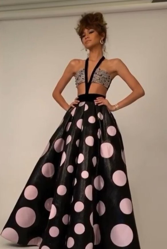 Zendaya in custom Giorgio Armani Prive and Bulgari.