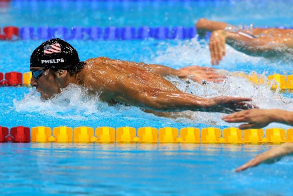 Michael Phelps in the men's 100m butterfly semi-final.