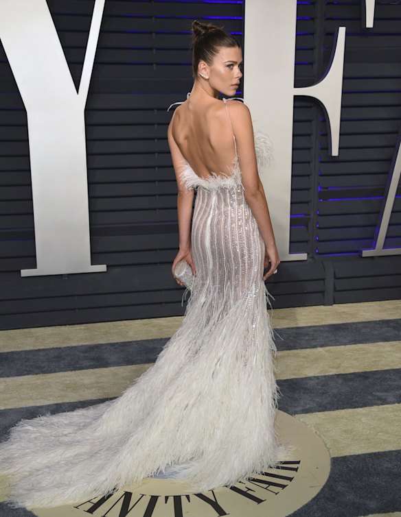 Georgia Fowler arrives at the Vanity Fair Oscar Party in Beverly Hills, California.