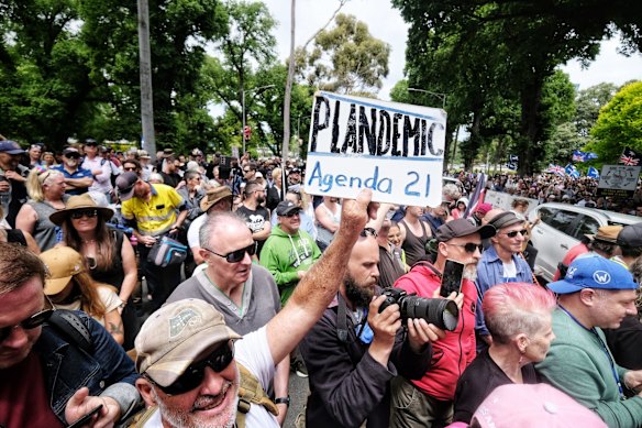 Eureka Freedom rally in Melbourne on Saturday 4 December 2021.