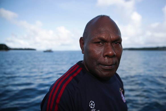 Portrait of Port Vila market vendor Jackie Willie who has growing concerns about the growing Chinese presence in Vanuatu.