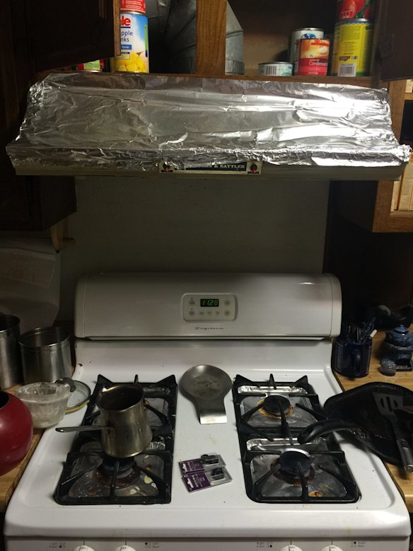 The rangehood in the home of Syed Farook and Tashfeen Malik was covered with foil.