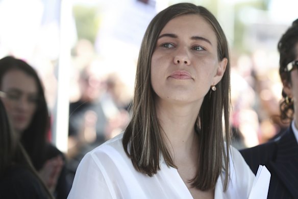 Brittany Higgins attends the Women's March 4 Justice at Parliament House in Canberra.