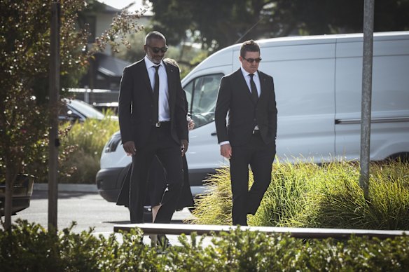 Dimitri Mascharena (left) and former St Kilda footbalelr Steven Baker.