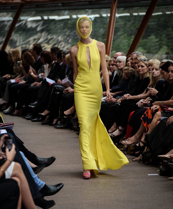 Models on the catwalk for Carla Zampatti's Spring/Summer 2015 collection showcase.