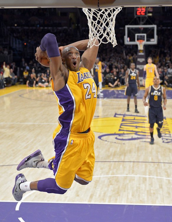 2013: Los Angeles Lakers guard Kobe Bryant dunks during the game against the Utah Jazz in Los Angeles. 