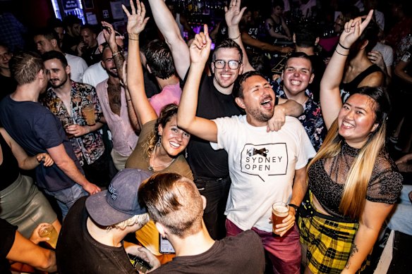 Punters at Stonewall on Oxford St celebrate no lockout laws in Sydney on Wednesday, January 15, 2020.