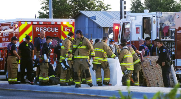 Albuquerque Fire Rescue crews work on victims of the fatal balloon crash.
