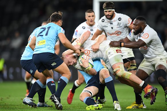 Impact: The Waratahs lost the collisions against the Sharks.