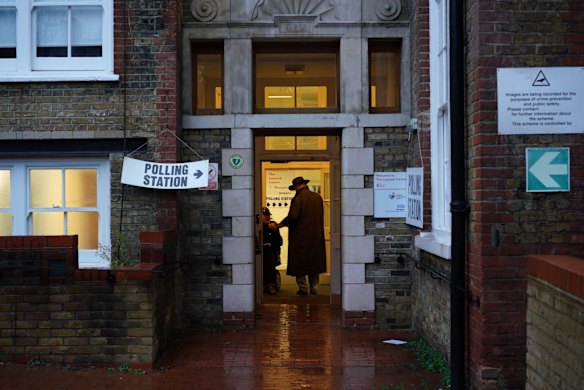 Laycock Center Polling Station, Islington, London on December 12, 2019.
