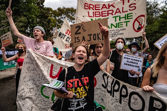 Young people gathered in front of the Prime Minister's Kirribilli residence for the School Strike 4 Climate protest.