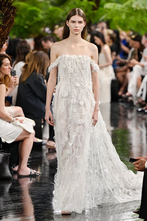 The wedding gown that closed the Dior show, designed by Jonathan Anderson.