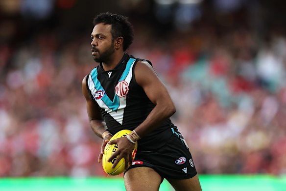 Sidelined: Port Adelaide forward Willie Rioli will not face the Crows this weekend.