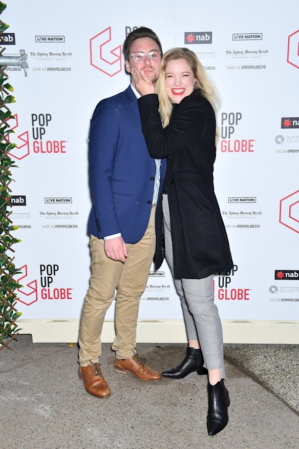 Spencer Bignell and Ashleigh Rubenach at the opening night of the Pop-up Globe.