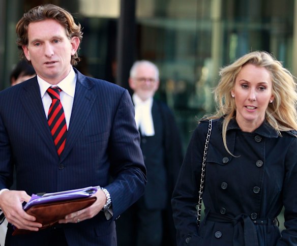 James Hird and wife Tania attend the Federal Court for the ASADA case. 11 August 2014.
