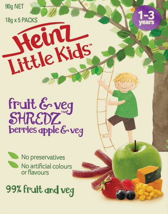 Looking healthy: A box of Heinz Little Kids Fruit and Veg Shredz