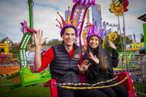 Moomba Monarchs Pravini Fernando and Drew Law at the site.  