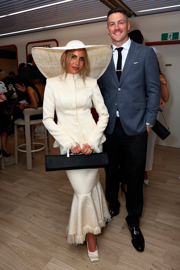 Mikayla Crisp and Jack Crisp attend the 2026 Derby Day at Flemington.