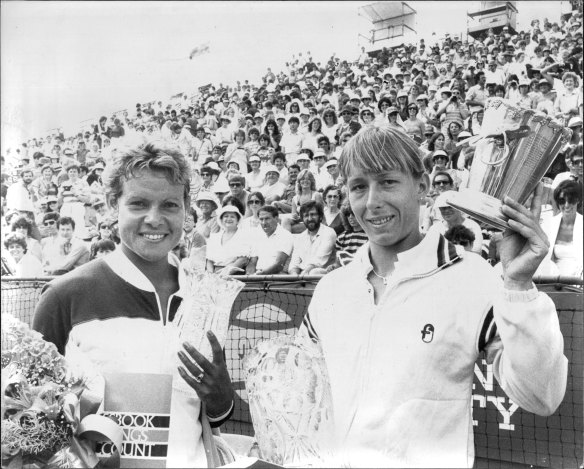 “Competition is a lot stiffer, but a champion is a champion no matter what era.” Evonne Cawley and Martina Navratilova on November 28, 1982.