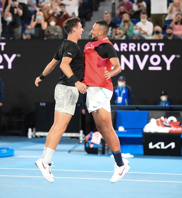 Nine years after winning the Wimbledon boys' doubles title in 2013, Nick Kyrgios and Thanasi Kokkinakis - The Special Ks - have won the men's doubles final at the Australian Open. The childhood friends defeated fellow Aussies Matthew Ebden and Max Purcell 6-4, 7-5 to notch a memorable triumph in front of a packed Rod Laver Arena.