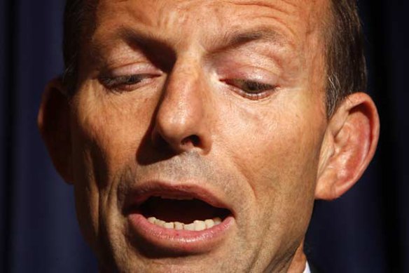 Opposition Leader Tony Abbot speaks during a press conference at Parliament House. Photo: Glen McCurtayne