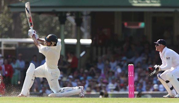 Mitchell Johnson is caught out by Joe Root.