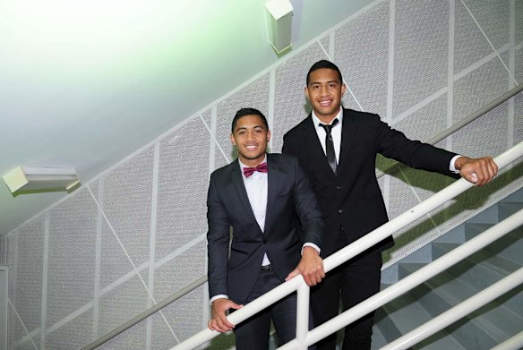Raiders players Anthony Milford and Sami Sauiluma.