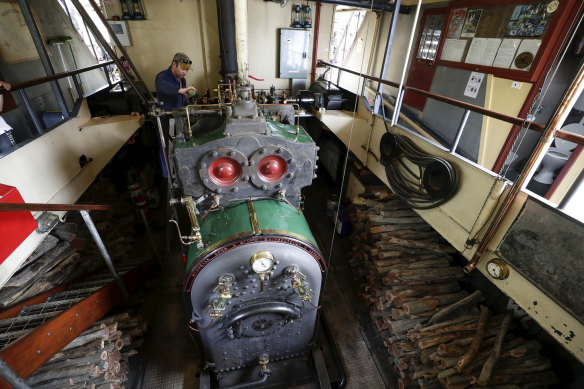 The Emmylou consumes about one tonne of wood a day, and the heat in the engine room can soar to 48-degrees during summer. 