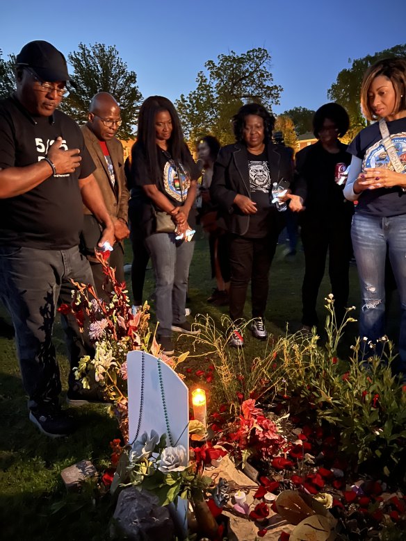 The family of George Floyd at a candlelight vigil marking the third anniversary of his murder.
