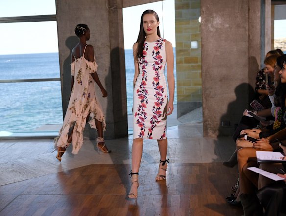 Models showcase Myer's spring collections at a private home in Coogee. 