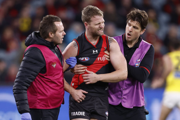 Jake Stringer was concussed in the second term, a major blow for the Bombers.