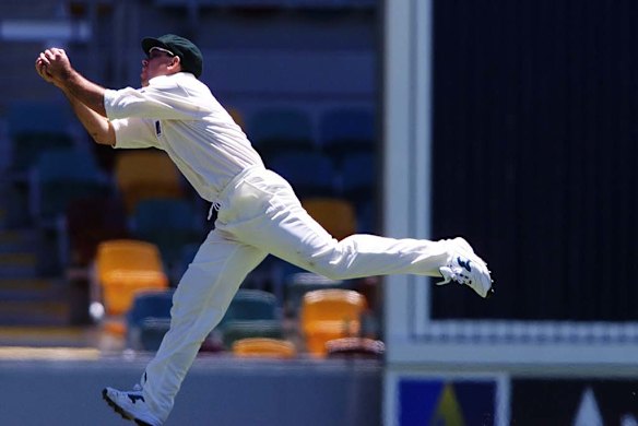 In action in Brisbane against Pakistan in November 1999.