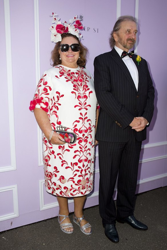 Gina Rinehart and guest attend Melbourne Cup Day at Flemington Racecourse.