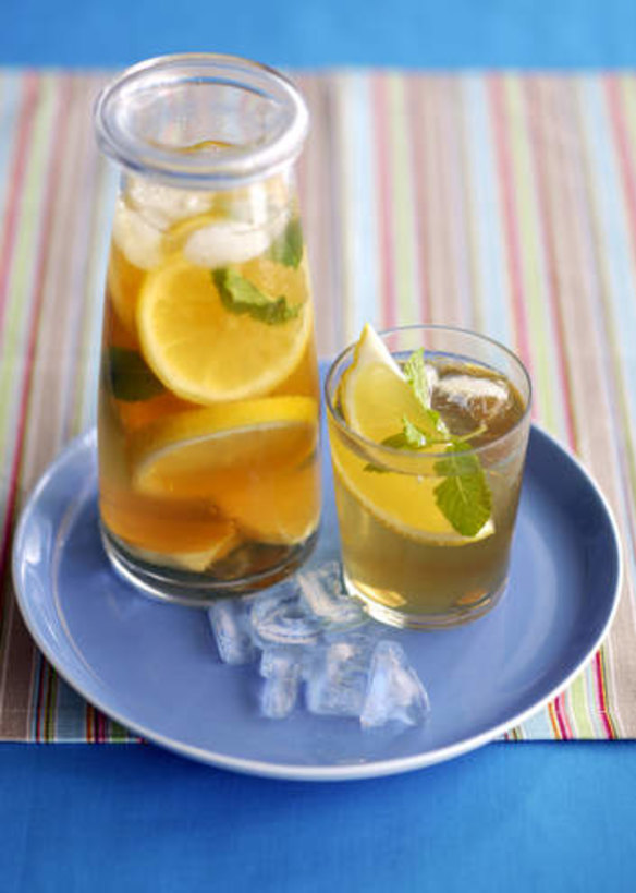 Iced tea by Caroline Velik  <a href="http://www.goodfood.com.au/good-food/cook/recipe/iced-lemon-and-ginger-drink-20111019-29uti.html"><b>(Recipe here).</b></a>