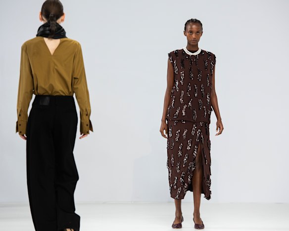 Rich embellishment and drab greens touched on trends in Charlotte Hicks’ curated collection for Esse Studios.