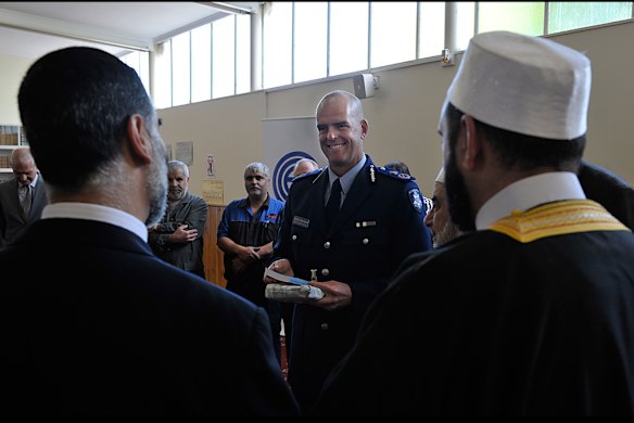 mcj091211 Simon Overland meets with leaders of the Newport muslim community as part of an ongoing campaign to promote co-operation between the two groups. Photo by Michael Clayton-Jones