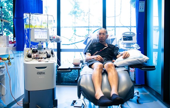 Khaidir Abu Jalil at the Kinghorn Cancer Centre at St Vincent's Hospital where he is receiving treatment for MDA5, a rare and severe autoimmune disease. In the six months that Malaysian construction engineer Khaidir has been hospitalised for the rare autoimmune disease with a 50 per cent survival rate, he hasn’t had a single visitor. He knows nobody, not even a friend of a friend. His family lives in Malaysia, and don’t own a phone or have the internet at home.