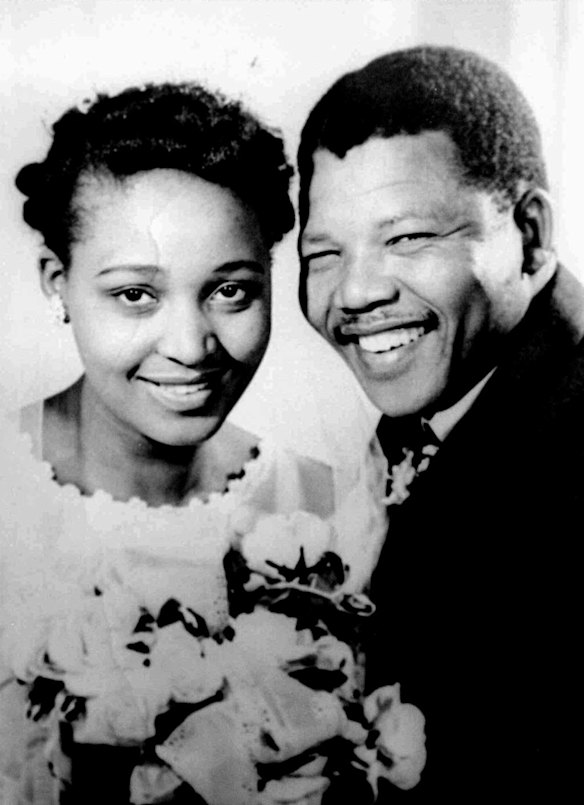 Mandela's on their wedding day, Winnie and Nelson.