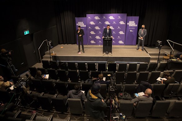 AUGUST 19. Victorian Premier Daniel Andrews addresses the media at his daily briefing.