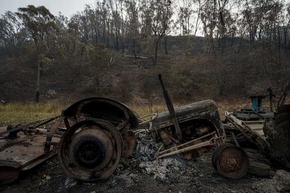 Mark's tractor melted into two halves in the fires.