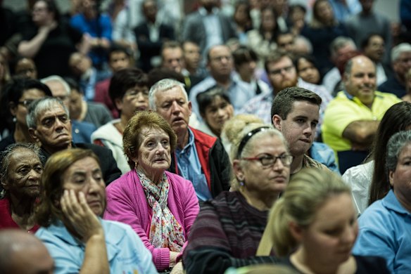 Voters listen to the Labor leader.