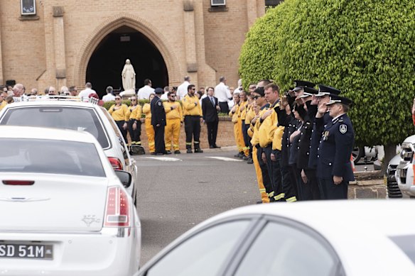 NSW RFS Guard of Honour formed to pay tribute to Andrew O'Dwyer.