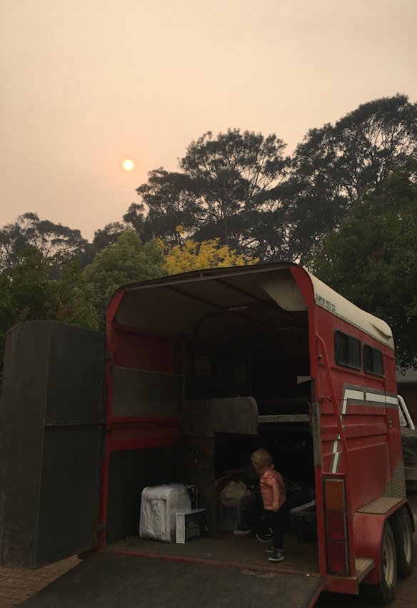 Ellen Burbidge’s nephew during the family’s evacuation from Narooma.
